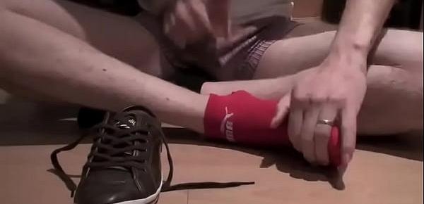  red puma socks wank and cum